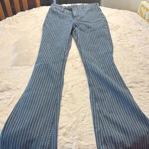 Free People Blue Pinstripe Flare Jeans